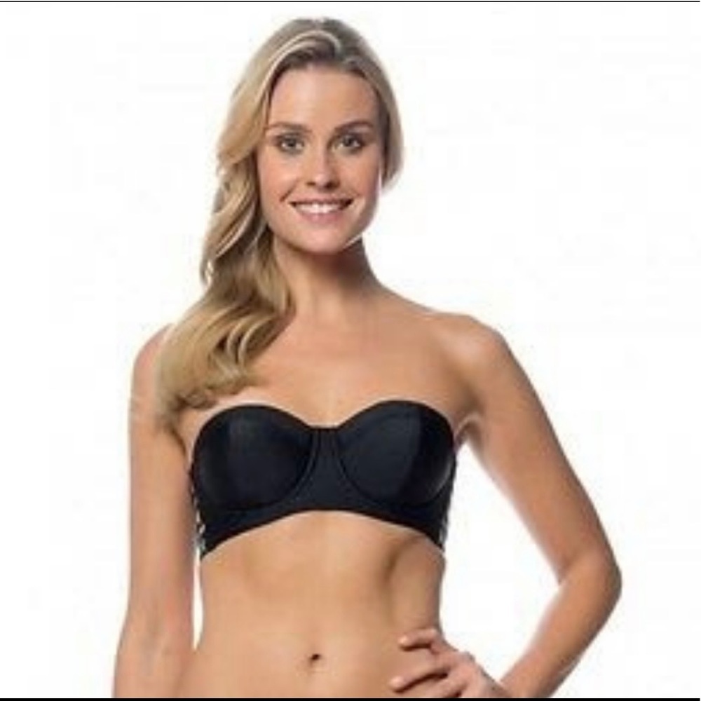 NWT Jessica Simpson Black U-Wire Strappy Swim Top